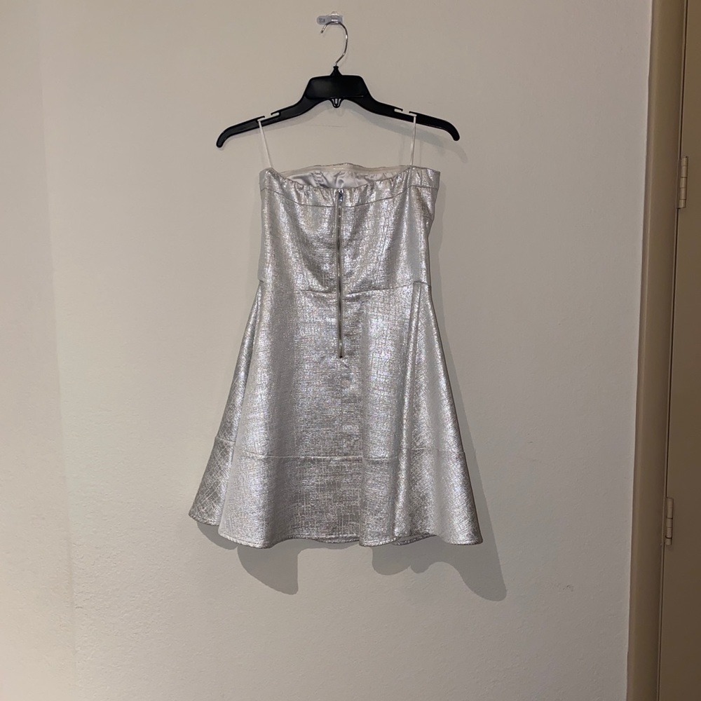 Express Strapless White/Silver Dress - Picture 4 of 8